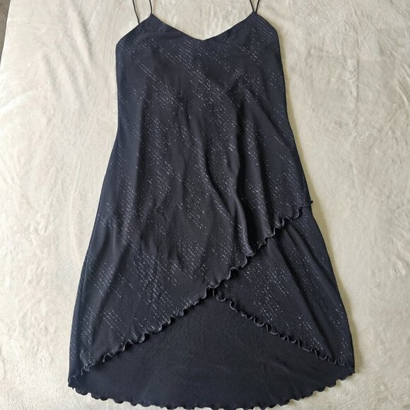 Women's Black Spaghetti Strap Asymmetrical Party Dress - Picture 8 of 16